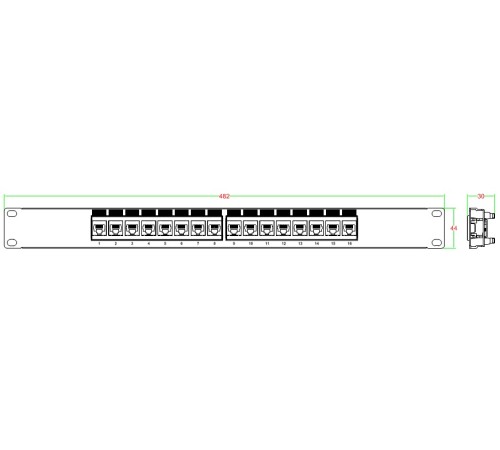 Патч-панель Hyperline PP3-19-16-8P8C-C5E-110D