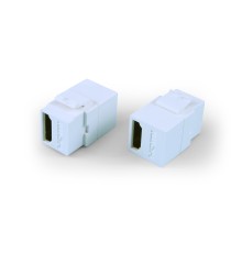 Вставка формата Keystone Jack с проходным адаптером HDMI 2.0 (Type A) long body (29.7 мм) ROHS белая Hyperline KJ1-HDMI-AL18-WH