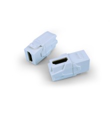 Вставка формата Keystone Jack с проходным адаптером HDMI 2.0 (Type A) 90 градусов ROHS белая Hyperline KJ1-HDMI-AV18-WH