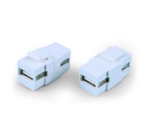 Вставка формата Keystone Jack с проходным адаптером USB 2.0 (Type A) ROHS белая Hyperline KJ1-USB-A2-WH