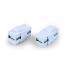 Вставка формата Keystone Jack с проходным адаптером USB 2.0 (Type A) ROHS белая Hyperline KJ1-USB-A2-WH