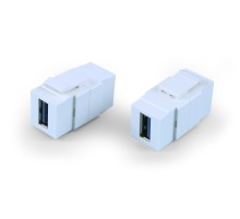 Вставка формата Keystone Jack с проходным адаптером USB 3.0 (Type A) ROHS белая Hyperline KJ1-USB-A3-WH