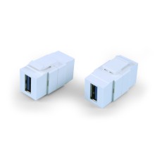 Вставка формата Keystone Jack с проходным адаптером USB 3.0 (Type A) ROHS белая Hyperline KJ1-USB-A3-WH