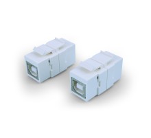Вставка формата Keystone Jack с проходным адаптером USB 2.0 (Type B) ROHS белая Hyperline KJ1-USB-B2-WH