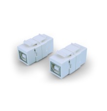 Вставка формата Keystone Jack с проходным адаптером USB 2.0 (Type B) ROHS белая Hyperline KJ1-USB-B2-WH