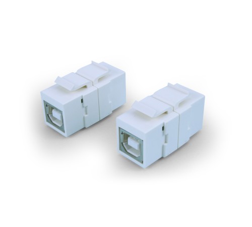 Вставка формата Keystone Jack с проходным адаптером USB 2.0 (Type B) ROHS белая Hyperline KJ1-USB-B2-WH