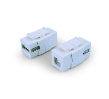 Вставка формата Keystone Jack с проходным адаптером USB 2.0 (Type A-B) ROHS белая Hyperline KJ1-USB-A-B2-WH