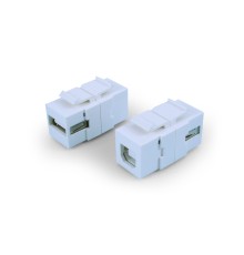 Вставка формата Keystone Jack с проходным адаптером USB 2.0 (Type A-B) ROHS белая Hyperline KJ1-USB-A-B2-WH