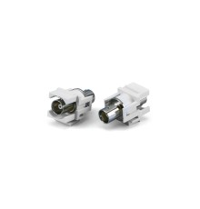 Вставка формата Keystone Jack с проходным адаптером BNC D type ROHS белая Hyperline KJ1-BNC-D-WH