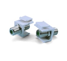 Вставка формата Keystone Jack с проходным адаптером F-типа nickel plated 3ГГц ROHS белая Hyperline KJ1-FCON-3G-N-WH