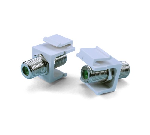 Вставка формата Keystone Jack с проходным адаптером F-типа nickel plated 3ГГц ROHS белая Hyperline KJ1-FCON-3G-N-WH
