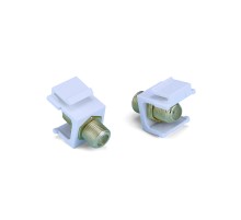 Вставка формата Keystone Jack с проходным адаптером F-типа gold plated ROHS белая Hyperline KJ1-FCON-G-WH