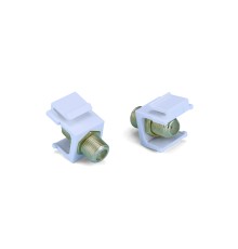 Вставка формата Keystone Jack с проходным адаптером F-типа gold plated ROHS белая Hyperline KJ1-FCON-G-WH