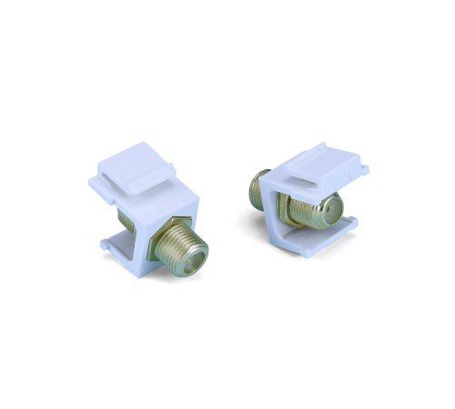 Вставка формата Keystone Jack с проходным адаптером F-типа gold plated ROHS белая Hyperline KJ1-FCON-G-WH
