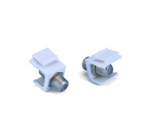 Вставка формата Keystone Jack с проходным адаптером F-типа nickel plated ROHS белая Hyperline KJ1-FCON-N-WH
