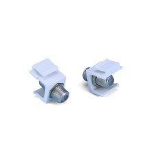 Вставка формата Keystone Jack с проходным адаптером F-типа nickel plated ROHS белая Hyperline KJ1-FCON-N-WH