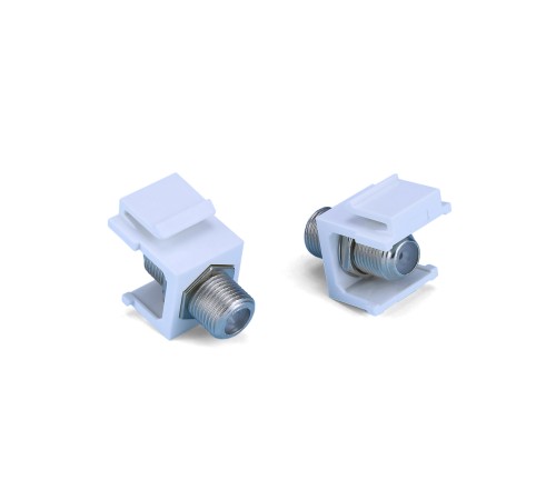 Вставка формата Keystone Jack с проходным адаптером F-типа nickel plated ROHS белая Hyperline KJ1-FCON-N-WH