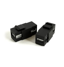 Вставка формата Keystone Jack с проходным адаптером USB 2.0 (Type A) ROHS черная Hyperline KJ1-USB-A2-BK