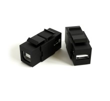 Вставка формата Keystone Jack с проходным адаптером USB 2.0 (Type A-B) ROHS черная Hyperline KJ1-USB-A-B2-BK