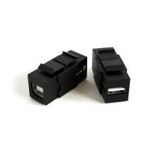 Вставка формата Keystone Jack с проходным адаптером USB 2.0 (Type A-B) ROHS черная Hyperline KJ1-USB-A-B2-BK