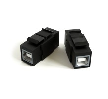 Вставка формата Keystone Jack с проходным адаптером USB 2.0 (Type B) ROHS черная Hyperline KJ1-USB-B2-BK