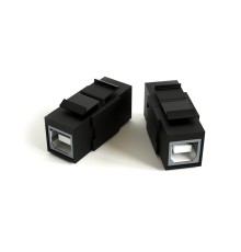 Вставка формата Keystone Jack с проходным адаптером USB 2.0 (Type B) ROHS черная Hyperline KJ1-USB-B2-BK