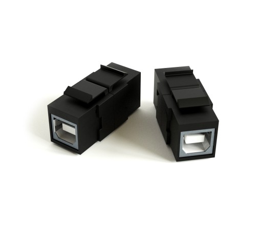 Вставка формата Keystone Jack с проходным адаптером USB 2.0 (Type B) ROHS черная Hyperline KJ1-USB-B2-BK