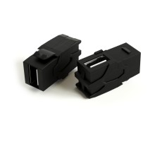 Вставка формата Keystone Jack с проходным адаптером USB 2.0 (Type A) 90 градусов ROHS черная Hyperline KJ1-USB-VA2-BK