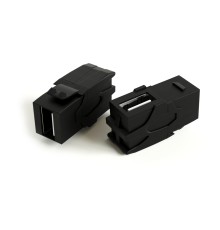 Вставка формата Keystone Jack с проходным адаптером USB 2.0 (Type A) 90 градусов ROHS черная Hyperline KJ1-USB-VA2-BK