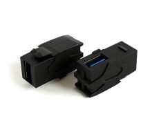 Вставка формата Keystone Jack с проходным адаптером USB 3.0 (Type A) 90 градусов ROHS черная Hyperline KJ1-USB-VA3-BK