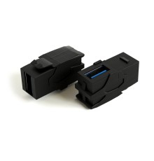 Вставка формата Keystone Jack с проходным адаптером USB 3.0 (Type A) 90 градусов ROHS черная Hyperline KJ1-USB-VA3-BK