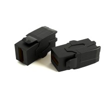 Вставка формата Keystone Jack с проходным адаптером HDMI 2.0 (Type A) 90 градусов ROHS черная Hyperline KJ1-HDMI-AV18-BK