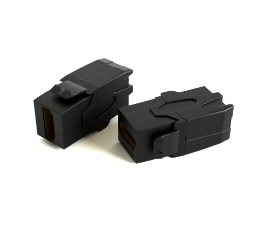 Вставка формата Keystone Jack с проходным адаптером HDMI 2.0 (Type A) 90 градусов ROHS черная Hyperline KJ1-HDMI-AV18-BK