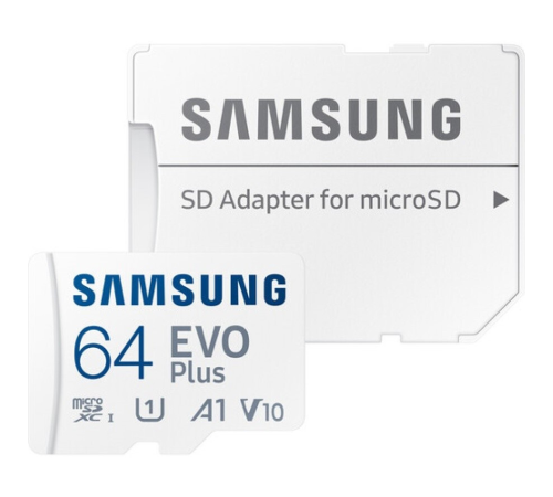 Карта памяти 64Gb MicroSD Samsung EVO Plus + SD адаптер MB-MC64SA