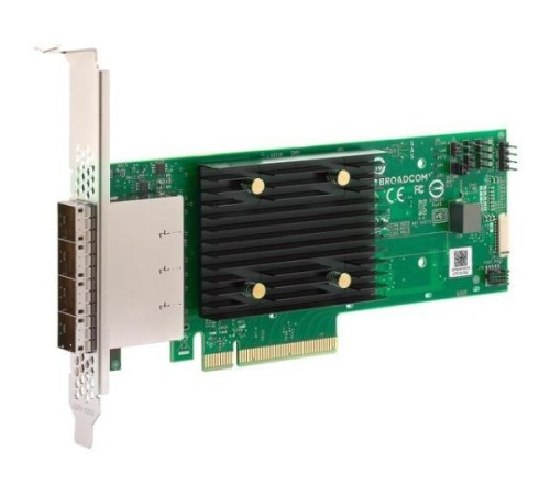 HBA-адаптер Broadcom 9600W-16e SGL (05-50108-00) PCIe Gen4 x16 LP, Tri-Mode SAS/SATA/NVMe 24G HBA, 16port(4*ext SFF8644) (id 26186)