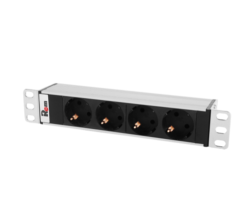 Блок розеток Rem -10 без шнура 4 Sсhuko вход IEC 60320 C14 10A алюм. 10 Rem R-10-4S-220-Z 30112227101
