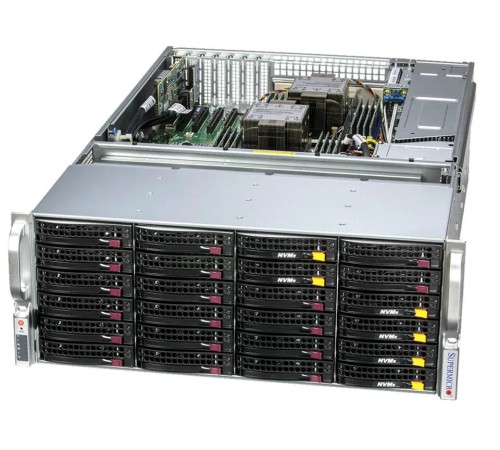 Серверная платформа Supermicro SuperStorage 4U Server 641E-E1CR36L no CPU(2) 5th/4th Gen(MCC carrier)/TDP 270W/no DIMM(16)/36x3.5/2.5 SATA/SAS/2x10GbE/2x1600W/SFT-DCMS-Single (id 36042)
