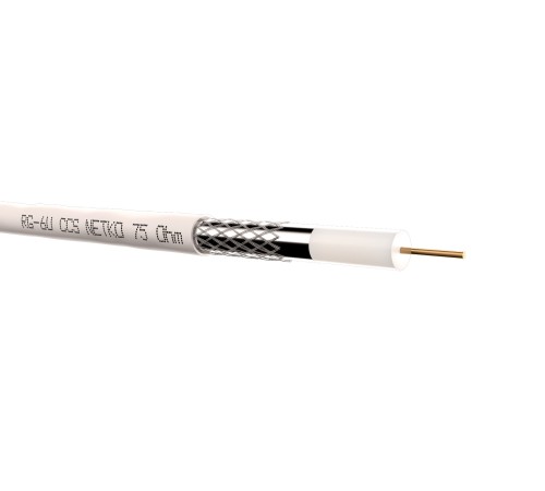 Кабель коаксиальный RG-6U 75 Ом (CCS оплетка 32 нити AL) белый (100м) Netko Optima CXC-2494.3X.0B (51157)