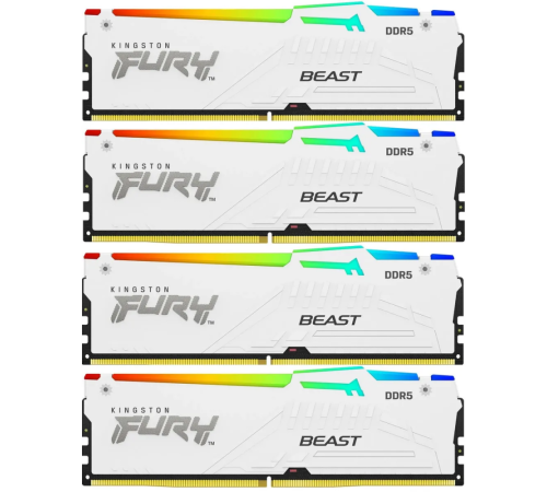 Оперативная память 64Gb DDR5 5200MHz Kingston Fury Beast White RGB KF552C40BWAK4-64