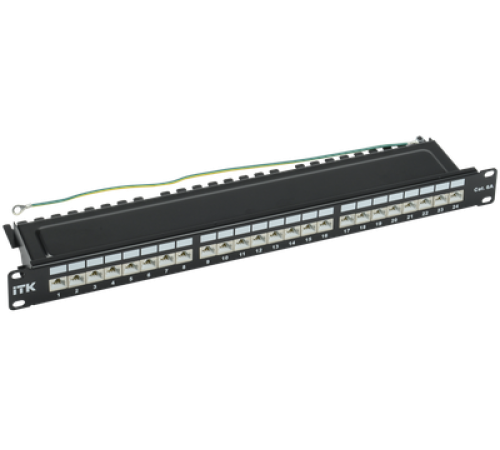 Патч-панель кат. 6A STP 24 порта экранированная Dual IDC ITK 1U PP24-1UC6AS-D05