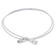 Коммутационный шнур (патч-корд) кат.5E UTP LSZH 1м slim колпачок с язычком белый ITK PC08-C5EUL-1M-SL-WT