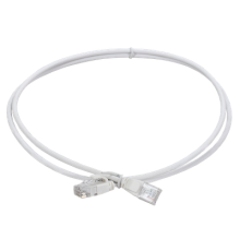 Коммутационный шнур (патч-корд) кат.5E UTP LSZH 1,5м slim колпачок с язычком белый ITK PC08-C5EUL-1M5-SL-WT