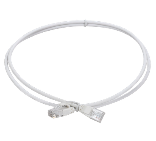 Коммутационный шнур (патч-корд) кат.5E UTP LSZH 1,5м slim колпачок с язычком белый ITK PC08-C5EUL-1M5-SL-WT