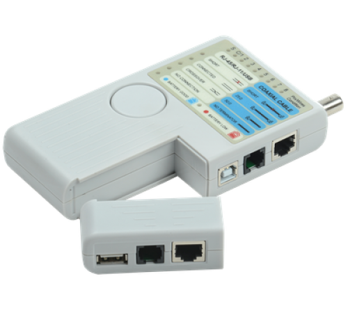 Тестер для витой пары 4в1 RJ45/RJ11/BNC/USB с элементом питания ITK WH3468