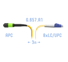 Патчкорд оптический MPO/APC-8LC/UPC SM G.657.A1 3 метра SNR SNR-PC-MPO/APC-8LC/UPC-SM-A-3m