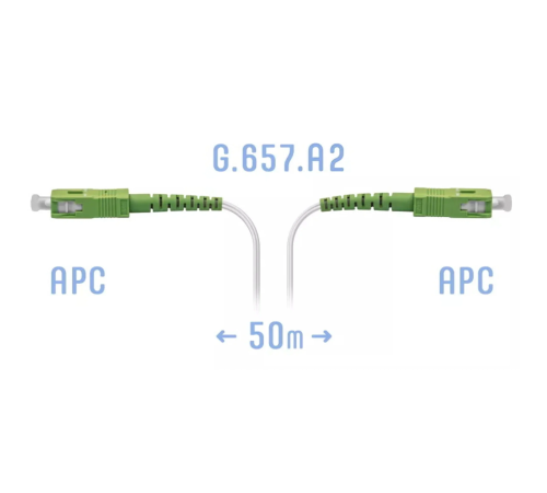 Патчкорд оптический FTTH SC/APC кабель 604-02-01W 50 метров SNR SNR-PC-FTTH-SC/APC-C-50m