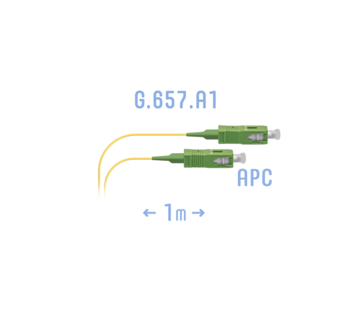 Шнур монтажный оптический SC/APC SM G.657.A1 1 метр SNR SNR-PC-SC/APC-A-1m (0 9) (0,9)
