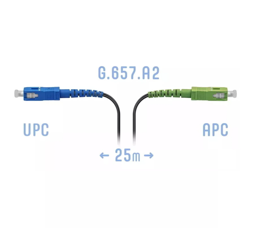 Патчкорд оптический FTTH SC/APC-SC/UPC кабель 604-02-01 25 метров SNR SNR-PC-FTTH-SC/APC-SC/UPC-B-25m