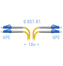 Патчкорд оптический LC/UPC SM G.657.A1 Duplex 10 метров SNR SNR-PC-LC/UPC-DPX-A-10m