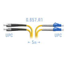 Патчкорд оптический LC/UPC-FC/UPC SM G.657.A1 Duplex 5 метров SNR SNR-PC-LC/UPC-FC/UPC-DPX-A-5m